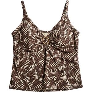 Coco Reef Zebra Print Underwire Tankini Top Brown Cream Plus Size 20W 42DD